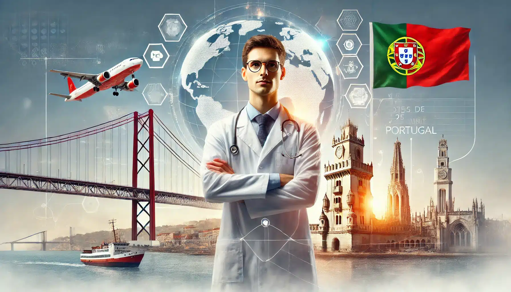 um médico representando a internacionalização da carreira em Portugal